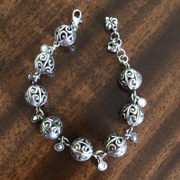 Brighton Swarovski Bali Bead Ball Silver Bracele_vintage-HTF - Picture 2 of 10